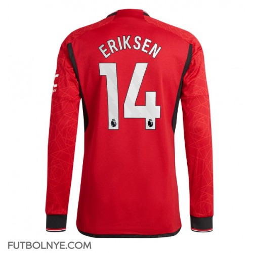 Camiseta Manchester United Christian Eriksen #14 Primera Equipación 2023-24 manga larga